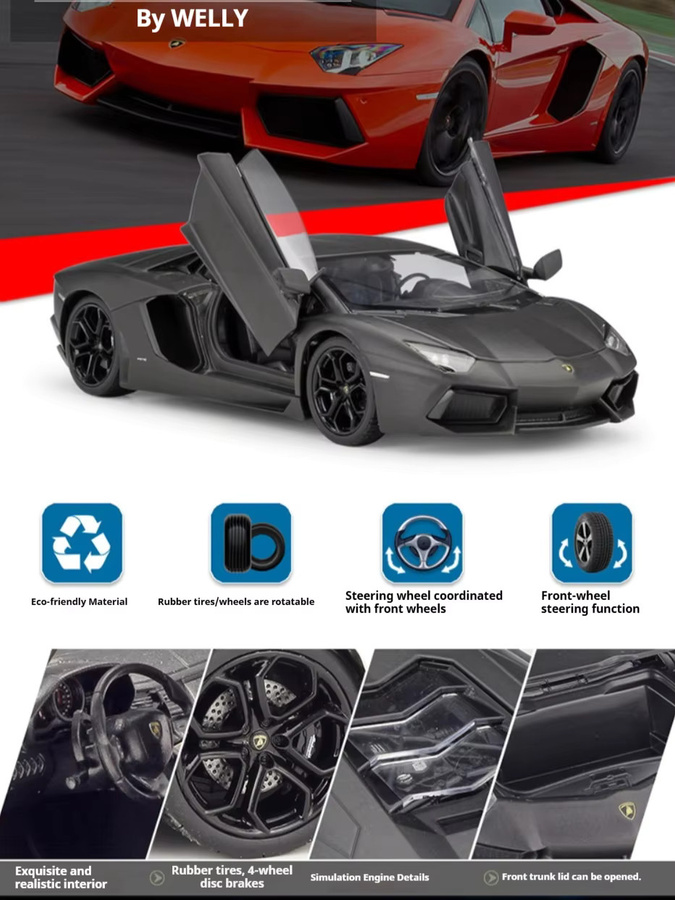 WELLY Lamborghini Aventador LP700-4 Supercar, Modellauto, 1:24, ab 3 Jahren - Bild 4