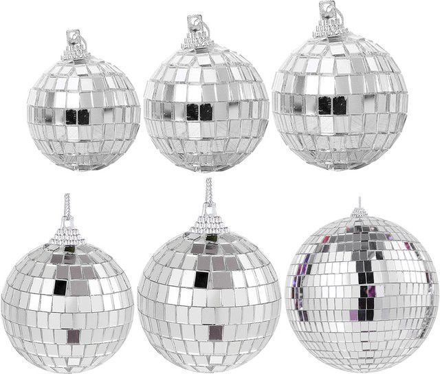 Alloet Disco-Spiegelkugel in Silber, drehbarer hängender Spiegel für Party und Festivals - Bild 1