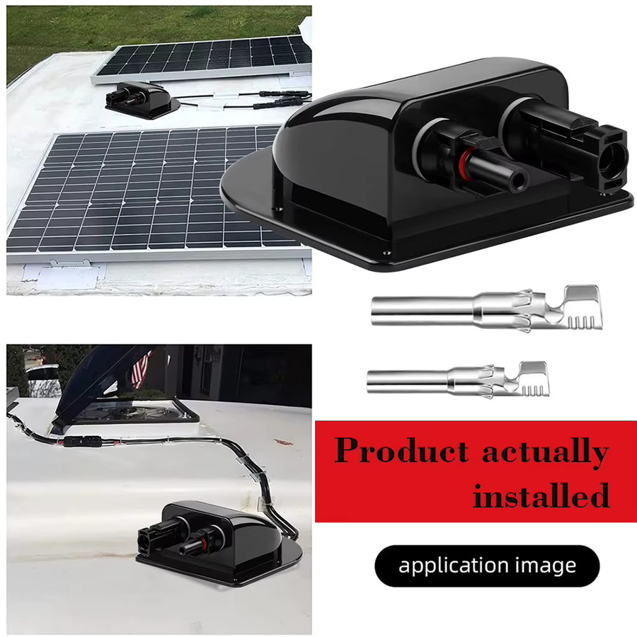 Wasserdichte Photovoltaik Junction Box mit Doppel-Loch für Solar Panels und Kabelstecker in Schwarz - Bild 4
