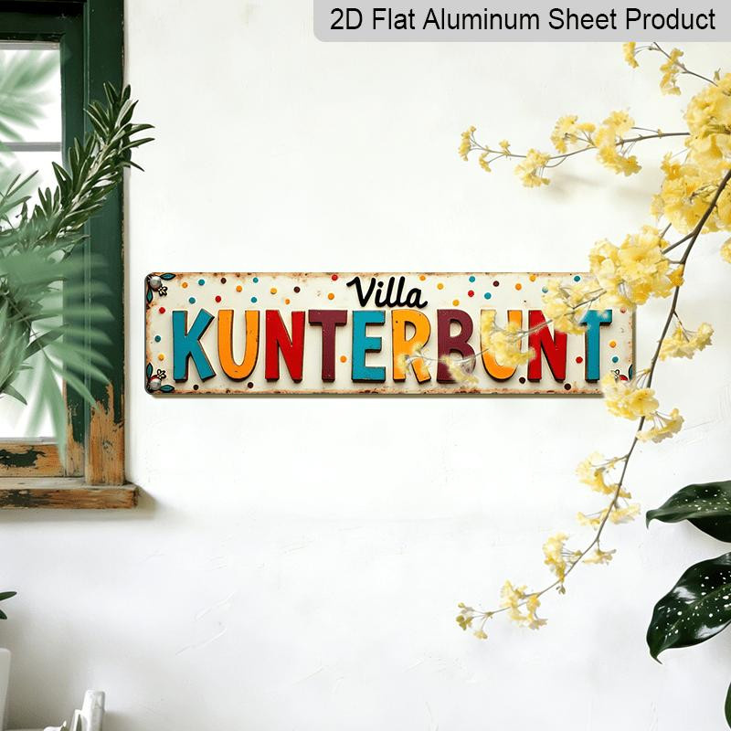 Drasawee Aluminium Dekoschild Bauernhaus-Stil Villa Kunterbunt Wanddekoration Multicolor B: 40 cm, H: 10 cm - Bild 2