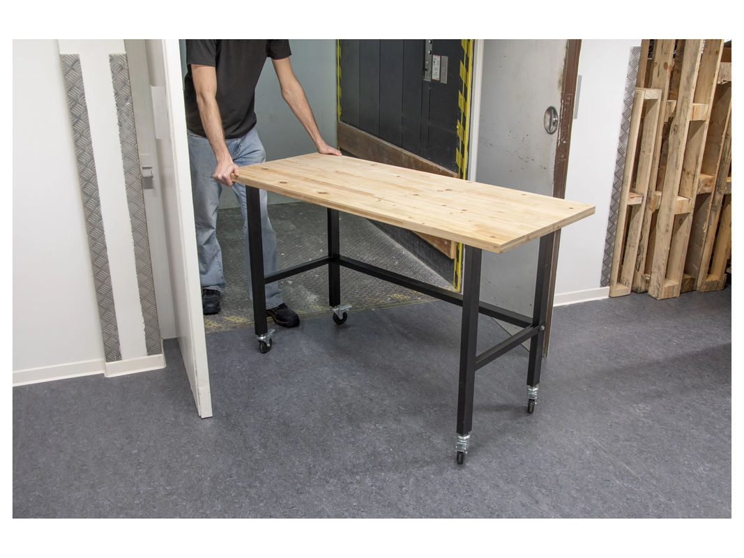 RIKTA Werkbank mit Rollen aus Holz und Stahl, Farbe: Schwarz/Mehrfarbig, B/T/H: 140 x 60 x 84 cm, Belastbarkeit: 200 kg - Bild 3