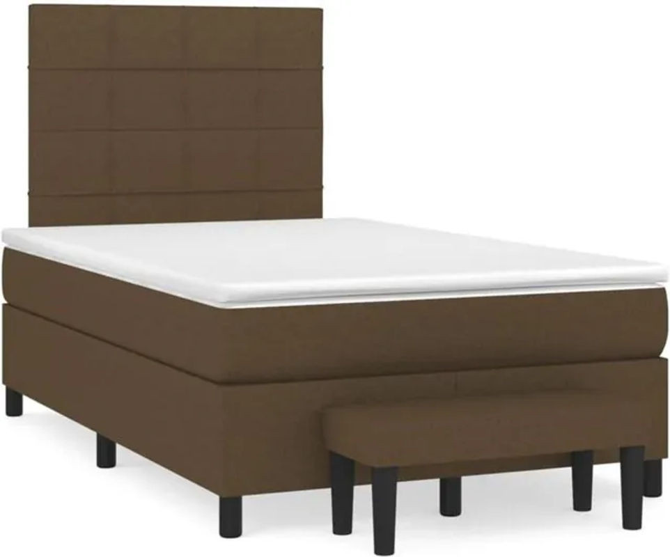 vidaxl Boxspringbett mit Matratze aus Stoff in Braun, Modernes Polsterbett, B/T/H: 190 x 120 x 118 cm - Bild 1