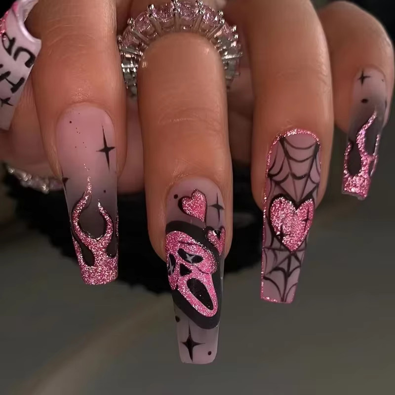 YADORNOS Fake-Nagel-Patches, rosa, glänzend, 24 Stück, Unisex - Bild 1