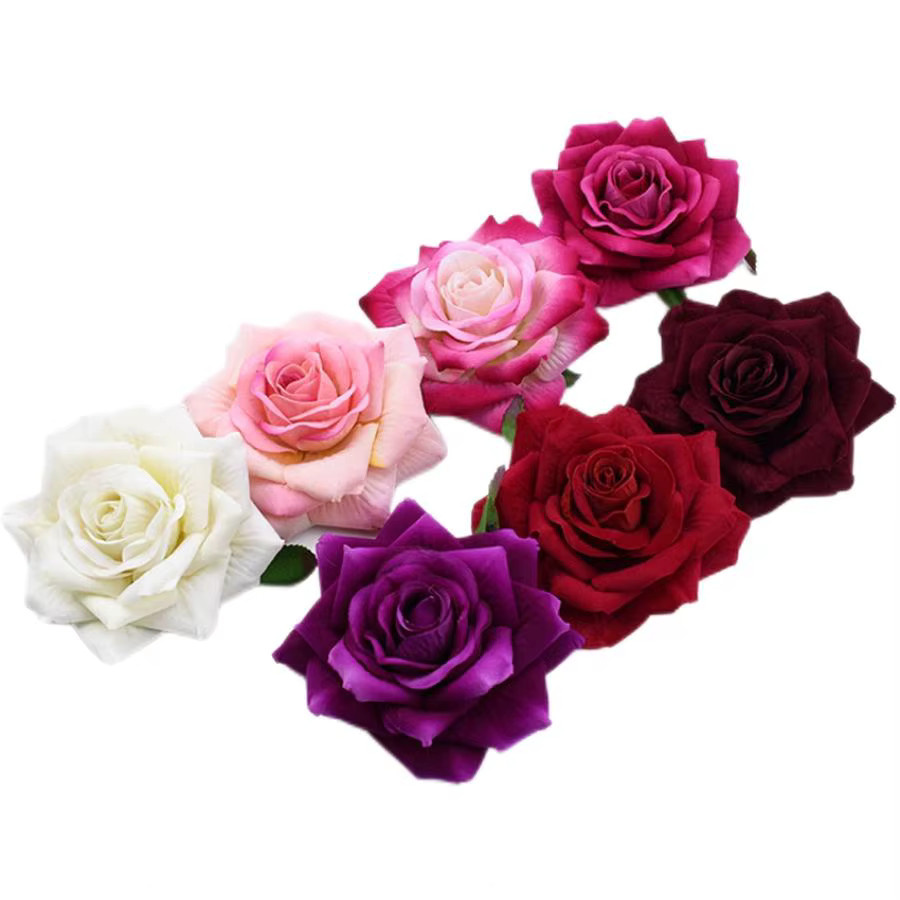 Künstliche Seidenrosen Köpfe für DIY Dekoration, Valentinstag und Hochzeit, 5 oder 10 Stück, Farben: Rot und Mehrfarbig - Bild 3