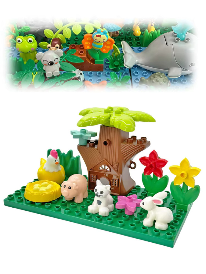 Yiuiuly Pädagogische große Bausteine, Tierspielzeug Szenenset, Bunt / Mehrfarbig - Bild 2