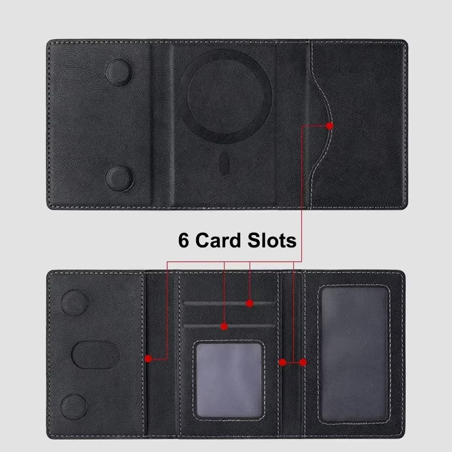 Magnetischer MagSafe Kartenhalter aus PU Leder für Apple iPhone 16 15 14 13 12 Pro Max Mini in Schwarz - Bild 2