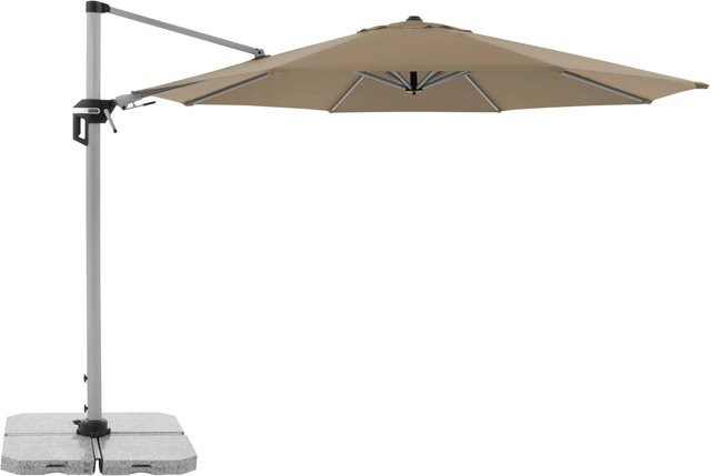 Doppler Ampelschirm Active in Greige mit Kurbelmechanik und Aluminiumgestell, Durchmesser: 372 cm - Bild 1