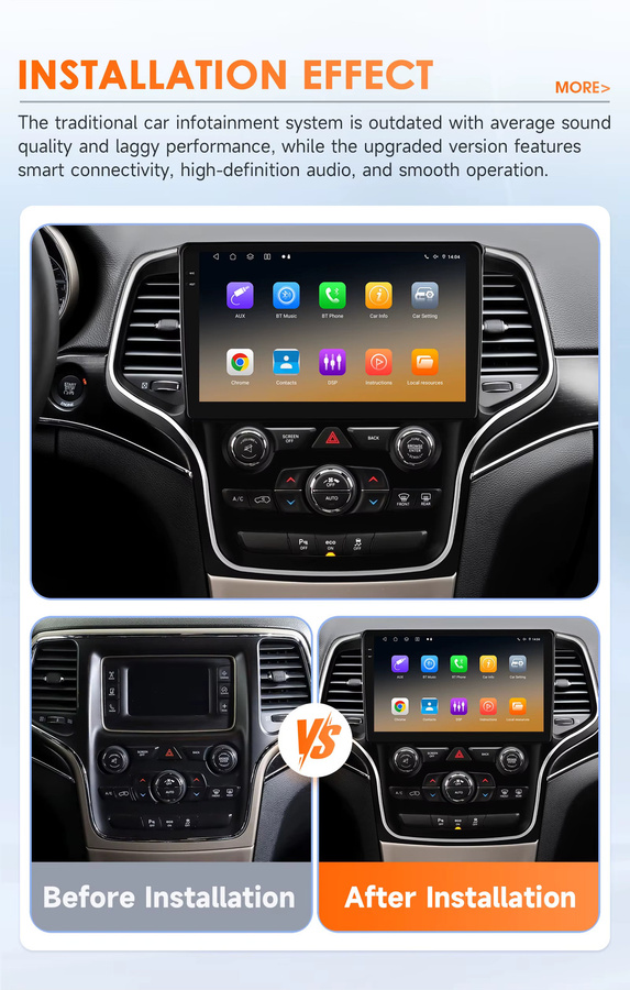 Hizpo 10,1 Zoll Carplay Autoradio für Jeep Grand Cherokee WK2 2014-2022 mit Android Auto, GPS und Multimedia Video Player in Schwarz - Bild 3