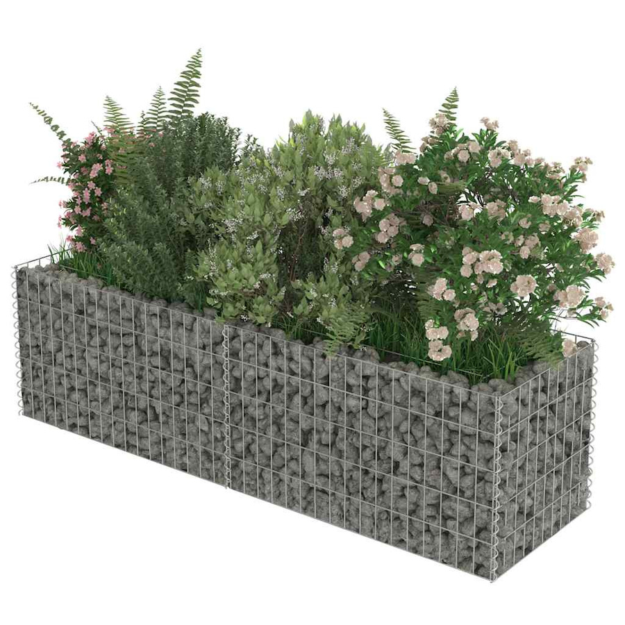 vidaXL Gabionen-Hochbeet aus verzinktem Stahl in Silber, B/T/H: 180 x 50 x 50 cm - Bild 3