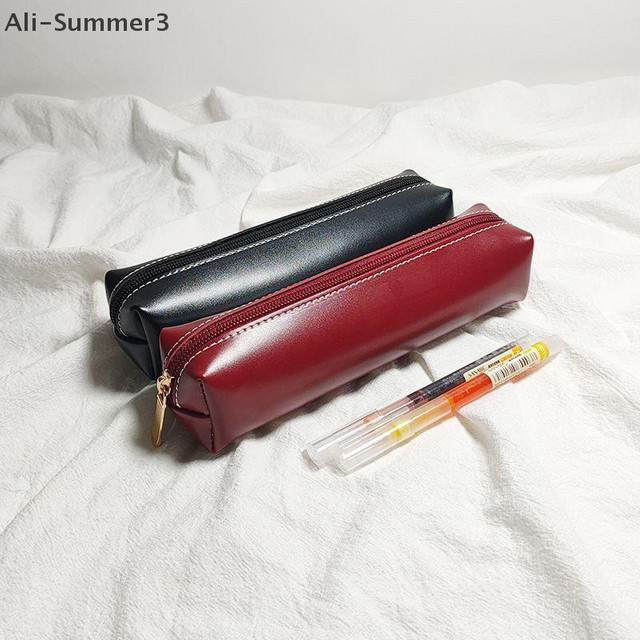 Tragbare Schreibwarenbox und Make-up Pinsel Tasche aus PU Leder in Schwarz - Bild 1