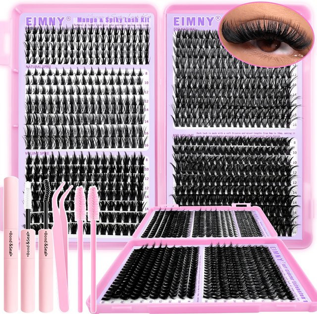 EIMNY Manga & Spiky Lash Kit DIY Cluster Wimpernverlängerung, Black, Unisex - Bild 1
