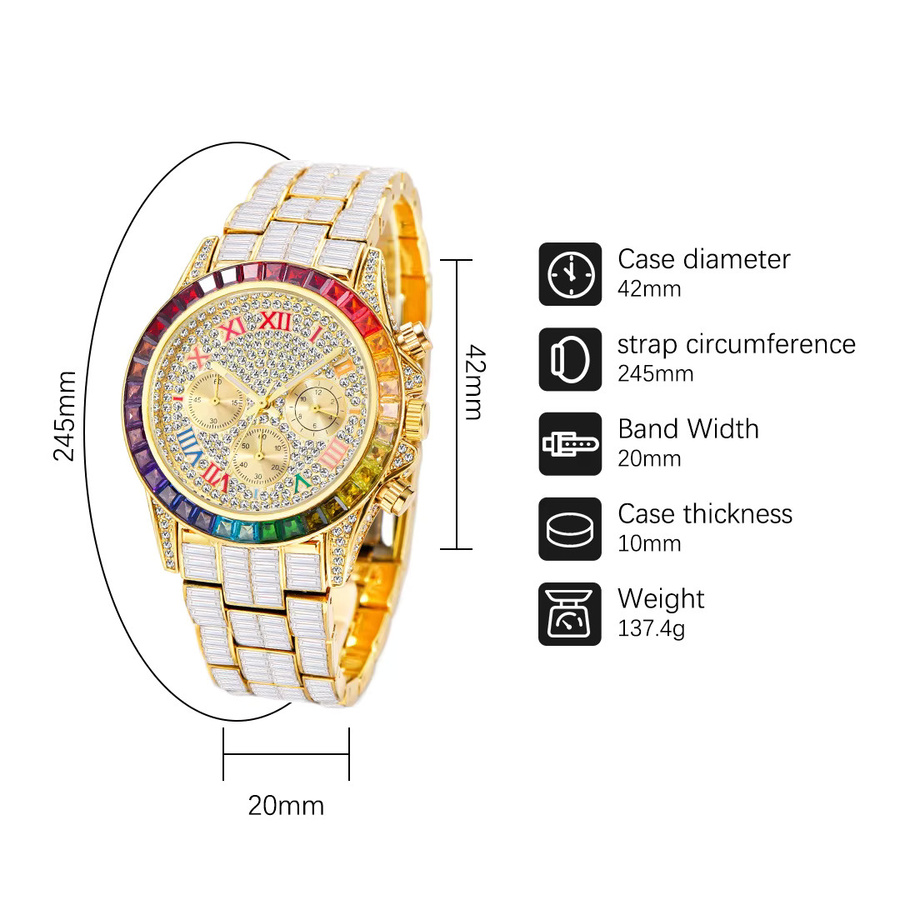 UNIGUET Chronograph, Quarz, Edelstahl, Gold, Diamant, Herren - Bild 2