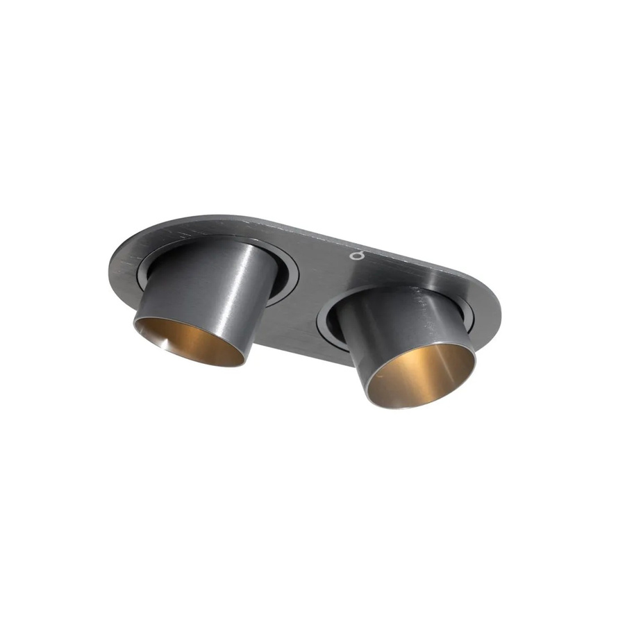QAZQA Einbau Strahler Rund Gunmetal 2-flammig schwenkbar GU10 - Bild 2