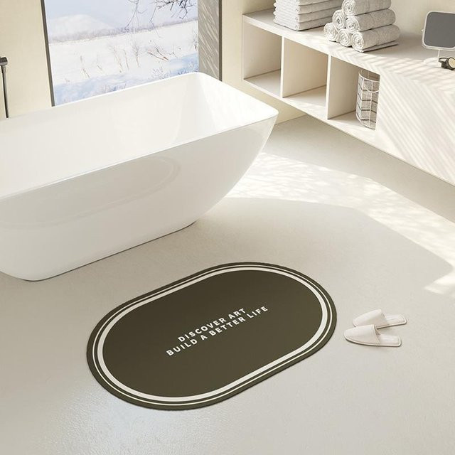 Yiran Furniture Badezimmer-Antirutschmatte in Braun, minimalistische Saugfähige Fußmatte aus Imitation-Diatomeenerde, B/T: 60 x 40 cm - Bild 1