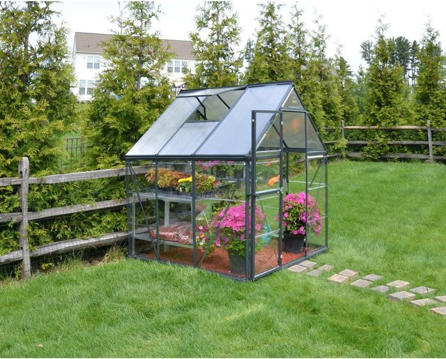 Palram Canopia Hybrid Gewächshaus aus Polycarbonat in Grün mit Fundamentrahmen und Regenrinnen, B/T/H: 185 x 190 x 209 cm - Bild 1