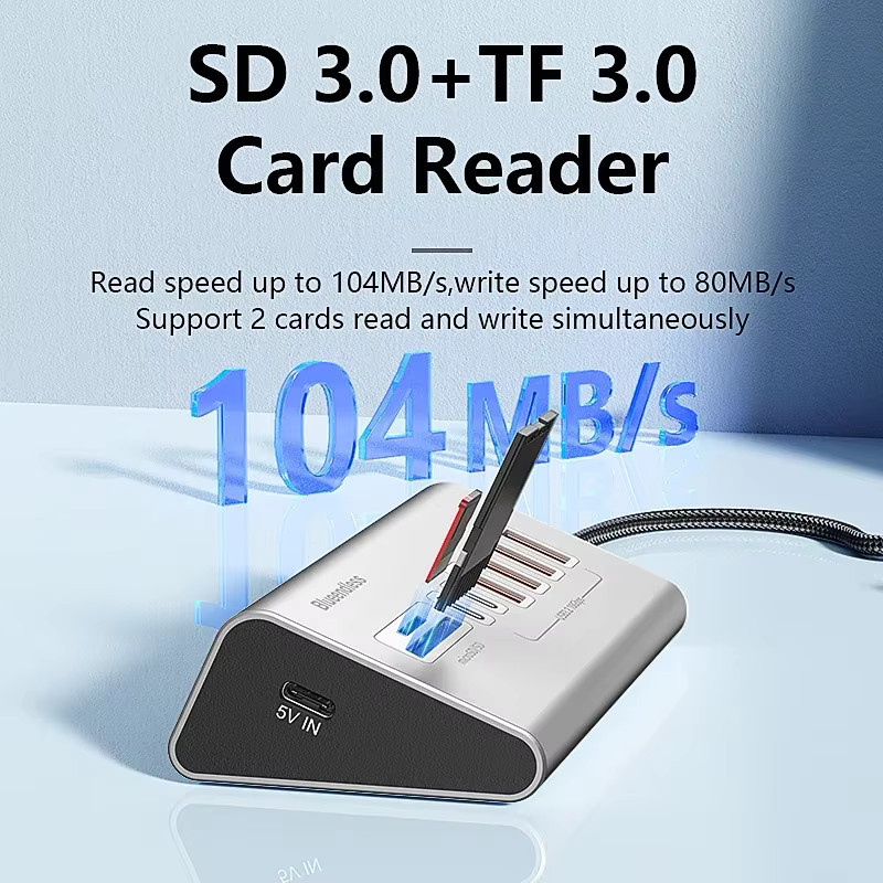 Kebidumei USB 3.2 Typ-C Dockingstation mit 8 Ports und SD/TF-Kartenleser für Laptop und PC, 10Gbps Hochgeschwindigkeits-Übertragung - Bild 3