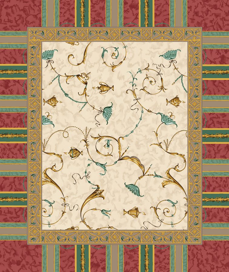 Bassetti Tischset Twill OPLONTIS in Rot und Beige mit floralem Muster aus Baumwolle - Bild 1