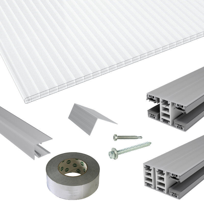 Terrassendach-Set mit Friedrich von Lien AG Polycarbonat Stegplatten im Click-System, Mendiger Classic Verlegeprofil, 16 mm, transparent - Bild 1