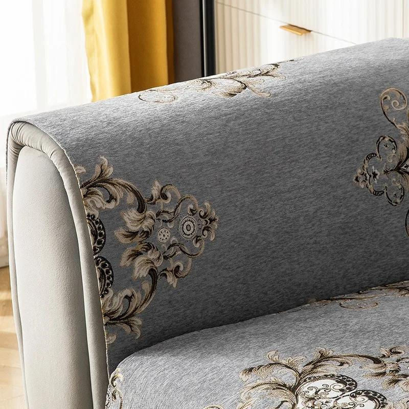Rutschfester Sofabezug aus Chenille in L-Form von Your Warm Home, klassisches Design mit Blumenmuster, Farbe: Beige, Breite: 90 cm, Länge: 180 cm - Bild 2