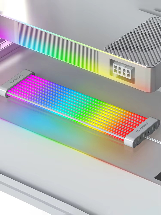 COOLMOON ARGB Neon Flex Lichtleiste RGBIC für PC, Multicolor/Weiß, 5V Sync kompatibel mit 8Pin/24Pin Netzteil - Bild 4