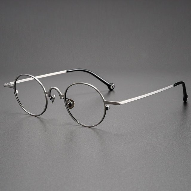 Bai Fen Bai Electronic 3C Brillenrahmen, Rund, Vollrand, Titan, Damen, Grau, Braun - Bild 1