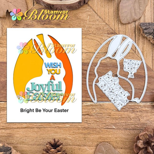 Metall-Stanzformen mit Osterei-Hasen-Motiven in Silber für Scrapbooking und dekorative Prägung - Bild 1