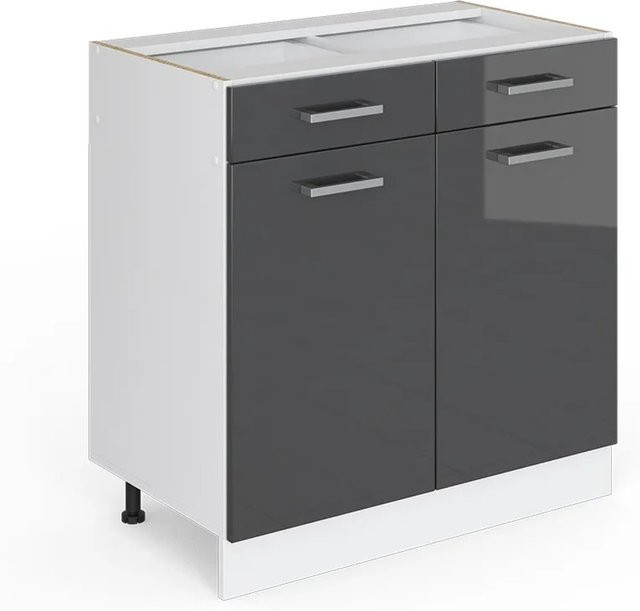 Vicco Küchenunterschrank R-Line in Anthrazit Hochglanz und Weiß, B/T/H: 80 x 46 x 81,6 cm - Bild 1