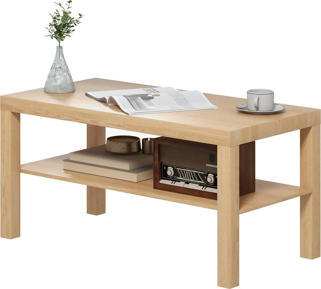 HOMCOM Rechteckiger Couchtisch aus Holz in Braun mit großem Ablagefach, moderner Kaffeetisch für Wohnzimmer und Büro, B/T/H: 90 x 45 x 44,5 cm - Bild 1