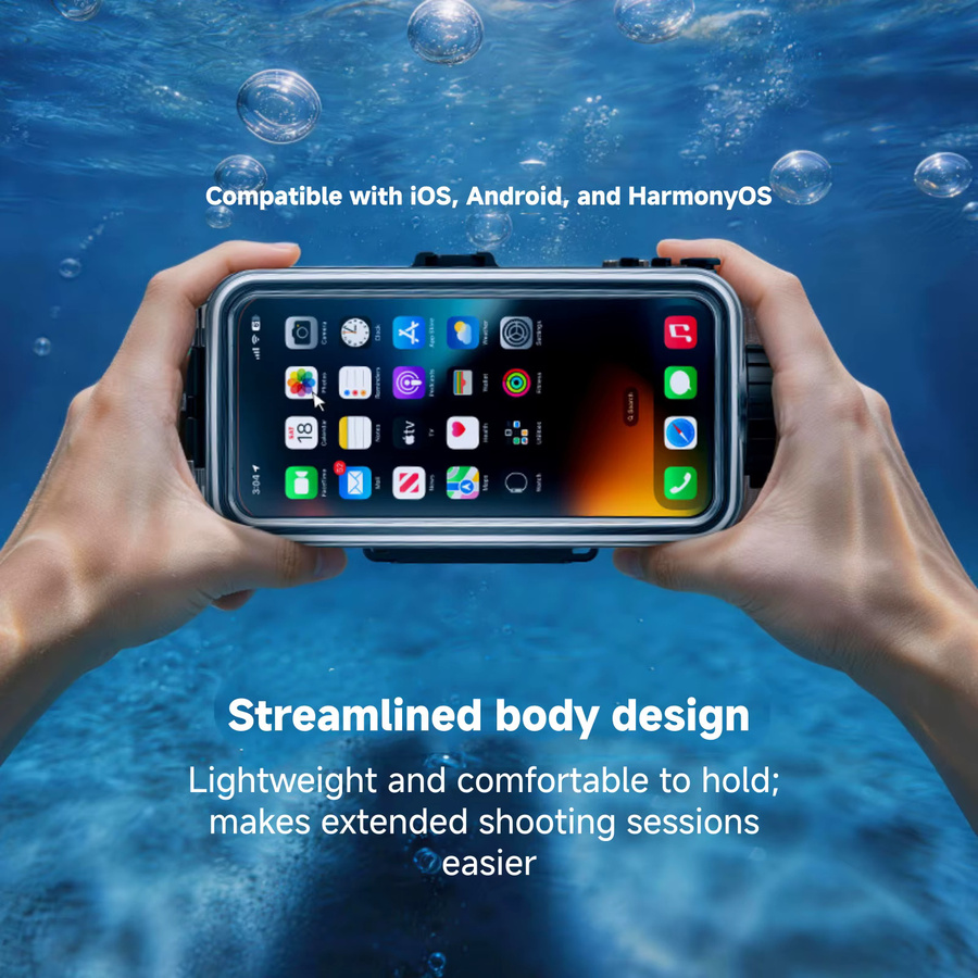 Seafrogs Unterwassergehäuse für Foto und Video, wasserdicht bis 20m, kompatibel mit iPhone 17 16 Pro Max, Samsung und Xiaomi, Schwarz - Bild 4