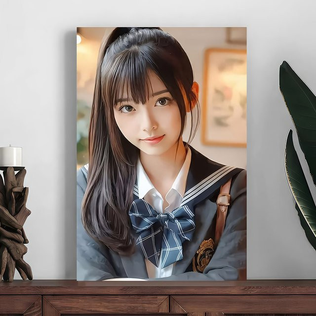 Leinwand-Wandkunst Anime-Mädchen im Segler-Outfit mit Pferdeschwanz, mehrfarbiges Gemälde für dein Wohnzimmer oder Schlafzimmer - Bild 1