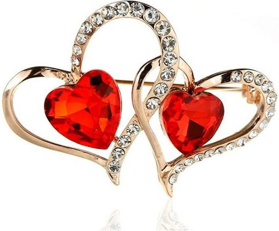 YIRAN Jewelry Brosche Herz, Zirkon, Strass, Damen - Bild 1