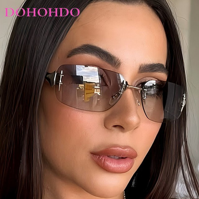 DOHOHDO Sonnenbrille, randlos, quadratisch, Metall, Unisex - Bild 1