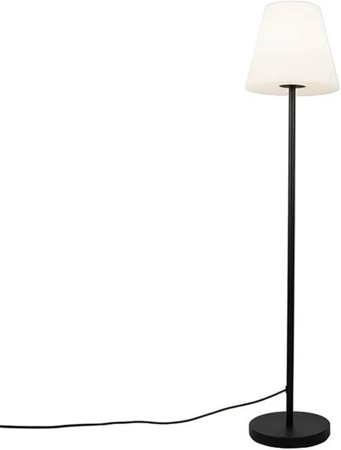 QAZQA Virginia Außen Stehlampe Schwarz mit weißem Schirm, dimmbar, IP65, für Garten und Terrasse - Bild 1