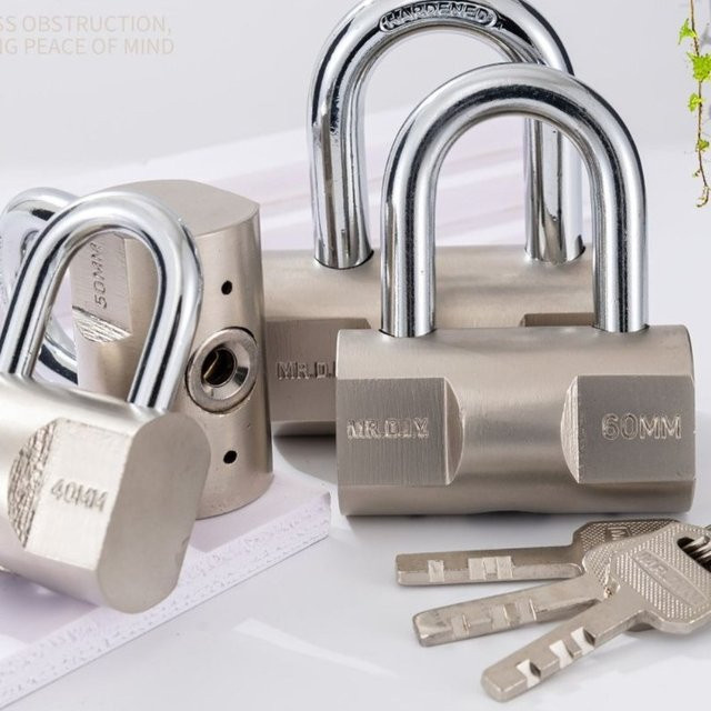 Robustes Vorhängeschloss aus Edelstahl in Silber mit Schlüsseln, rostfrei und wasserdicht - Bild 1