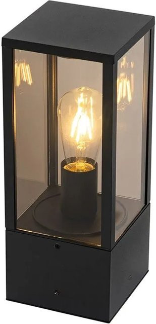 QAZQA Charlois Stehende Außenleuchte Schwarz aus Aluminium mit Rauchglas, IP44, E27, Höhe: 40 cm - Bild 1