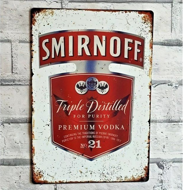 Smirnoff Vintage Bar-Schild aus Metall als rustikale Wanddekoration, B/H: 30 x 20 cm - Bild 1