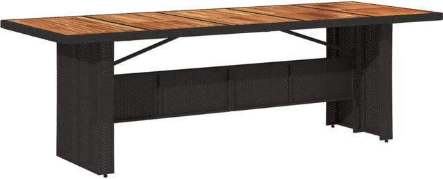 vidaXL Gartentisch aus Poly Rattan und Akazienholz in Schwarz, B/T/H: 240 x 90 x 75 cm - Bild 1