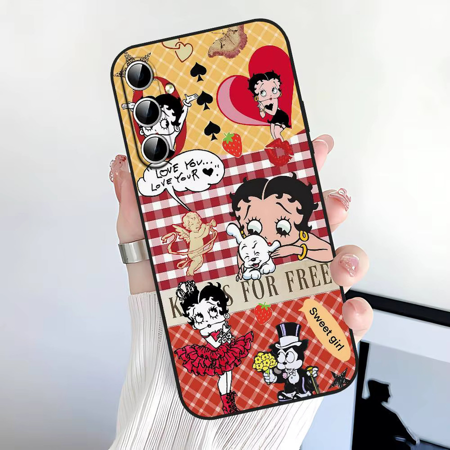 B-Betty-Girls B-Boop Soft Cover Handyhülle für Samsung Galaxy S21 S22 S23 S24 S25 S26 Ultra FE Plus 5G A52S in Multicolour - Bild 2