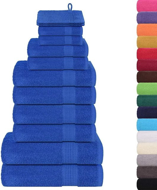 vidaXL 12-teiliges Handtuch-Set aus 100% Baumwolle in Blau mit 360 g/m² - Bild 1