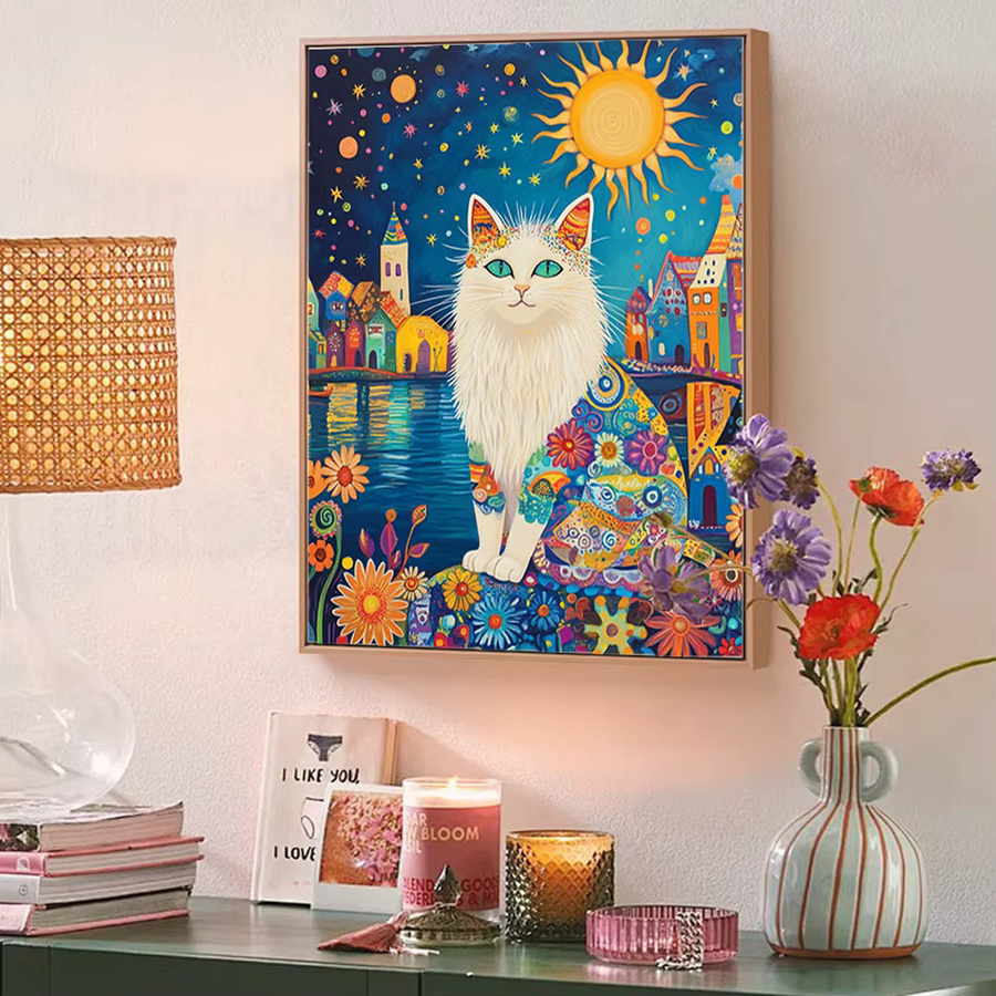 Gatyztory Malen nach Zahlen Set Katze Aquarell Kunstwerk in Multicolor für Erwachsene - Bild 3