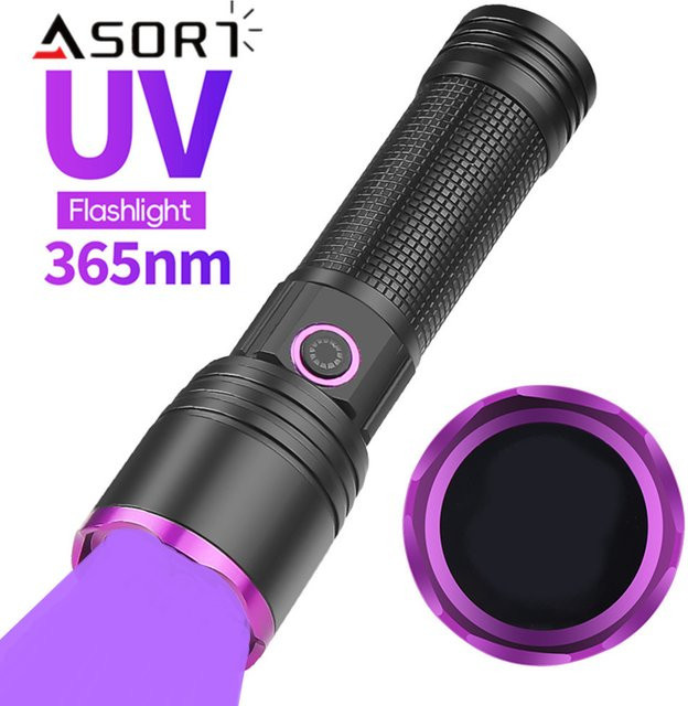 ASORT UV-LED-Taschenlampe mit 80 W und 365 nm für Inspektionen, Harz und Detektion, Schwarz - Bild 1