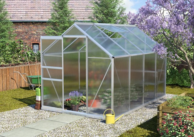Vitavia Gewächshaus Calypso 5800 aus eloxiertem Aluminium in Silber, 5,8 m², mit 4 mm Hohlkammerplatten - Bild 1