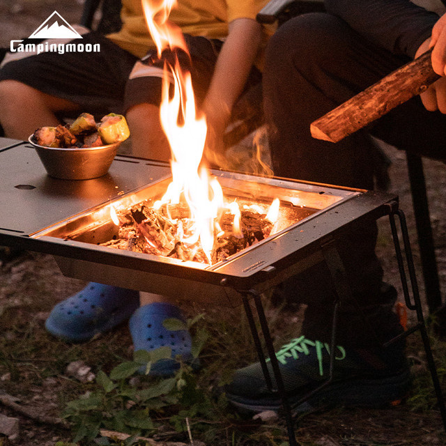 CAMPINGMOON UG-1 IGT Carbongrill Camping Tisch Erweiterung mit winddichtem doppelschichtigem isoliertem Brennholzofen - Bild 1