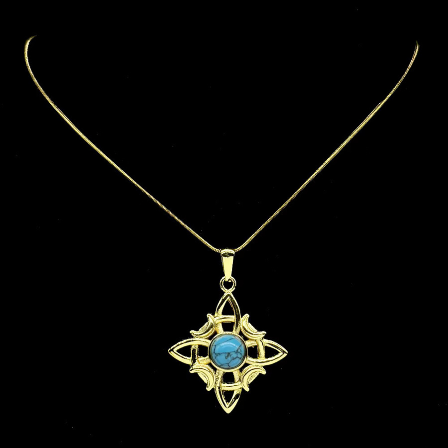AFAWA Anhänger Halskette, Edelstahl, Gold, Türkis, Unisex - Bild 2