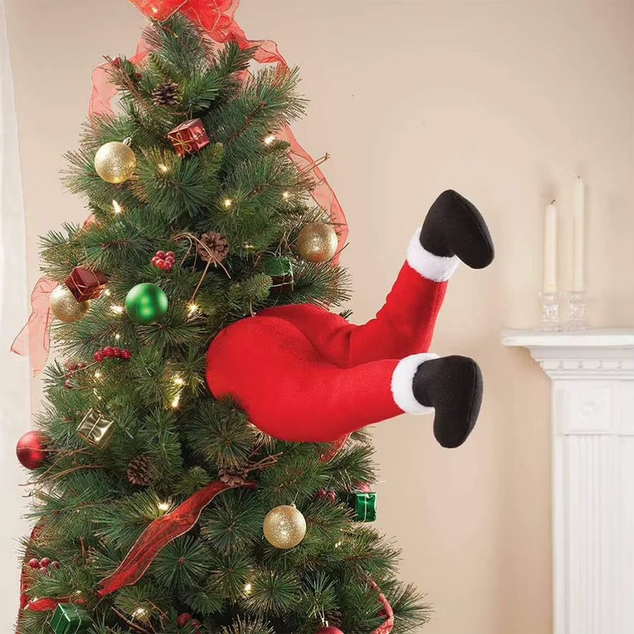 APWIKOGER Weihnachts Elf und Santa Claus Bein Ornament in Rot als hängende Dekoration für den Weihnachtsbaum, Zimmer und Garten - Bild 4