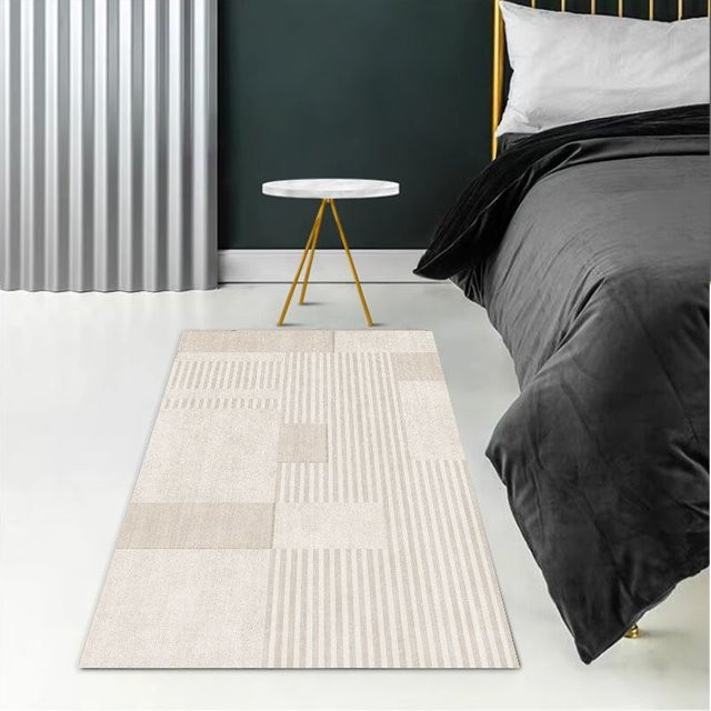 Moderner Schlafzimmerteppich WTEMPO in Beige, rutschfest und schlicht, B/T: 100 x 200 cm - Bild 1
