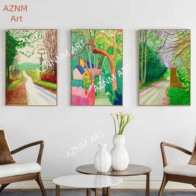David Hockney Die Ankunft des Frühlings minimalistisches Leinwandgemälde für deine moderne Heimdekoration - Bild 1