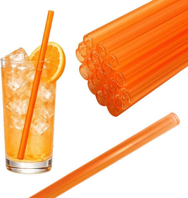 Gastro Pionier Glas Trinkhalme orange, 50 Stück, Durchmesser: 0,8 cm, Länge: 20 cm - Bild 1