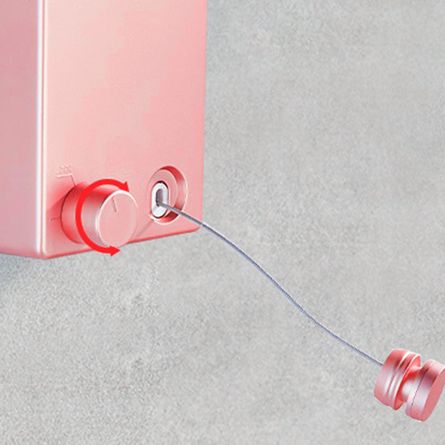 Einziehbare Wäscheleine aus Edelstahl von KONNWEI in Rosa, 4,2 m Länge, ohne Bohren für Balkon und Zuhause - Bild 2