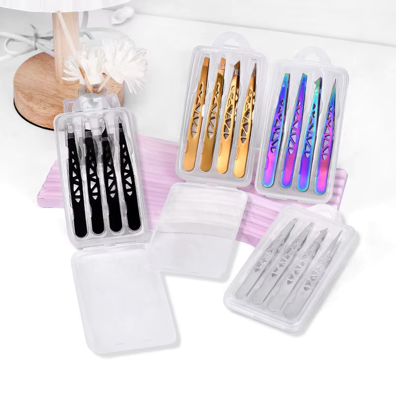Ouriner Augenbrauenpinzetten-Set, 4-teilig, Edelstahl, Unisex - Bild 4